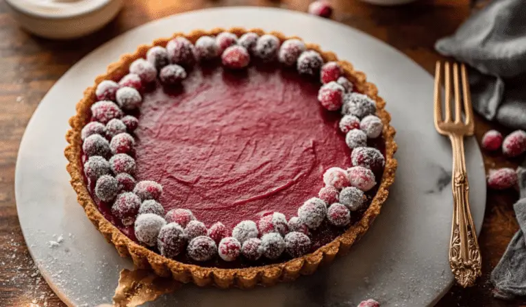 Cranberry Curd Tart on holiday table