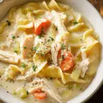 Creamy Chicken Noodle Soup in bowl