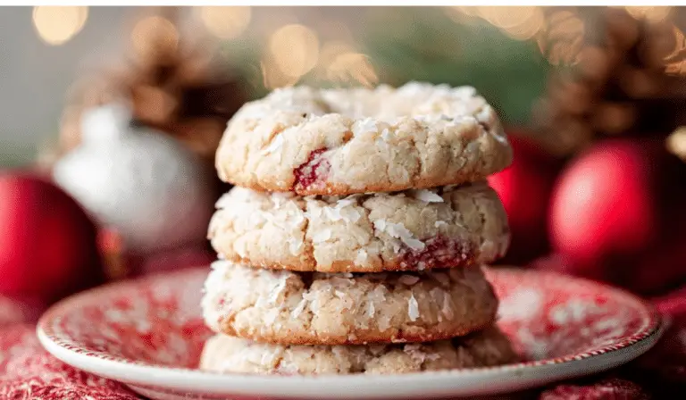 Freshly baked Santa’s Whiskers Cookies on a festive plate