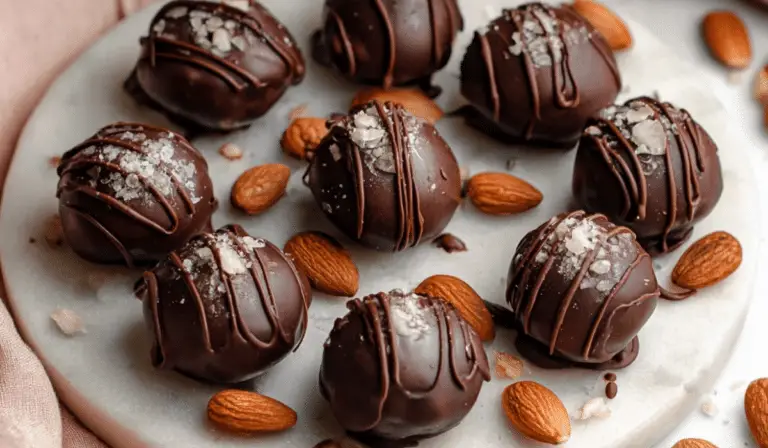 Chocolate-Covered Date and Almond Truffles arranged beautifully